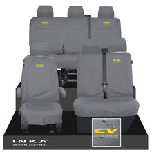 Load image into Gallery viewer, VW Transporter T6.1, T6, T5.1 Front 1+2 &amp; Rear Triple Tailored Waterproof Seat Covers Grey MY 10-24 - CV Professional Embroidery
