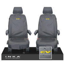 Load image into Gallery viewer, VW Transporter T6.1,T6,T5.1 INKA Front 1+1 Tailored Waterproof Seat Covers Grey - Plain (inferred) Embroidery

