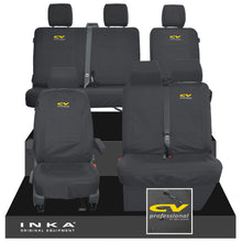 Load image into Gallery viewer, VW Transporter T6.1, T6, T5.1 Front 1+2 &amp; Rear 2+1 Tailored Waterproof Seat Covers Black MY-10-24 - CV-Series Embroidery
