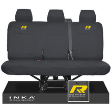 Load image into Gallery viewer, VW Transporter T6.1,T6,T5.1 INKA Rear Triple Tailored Waterproof Seat Cover Set Black MY 09-23 - R-Series Embroidery
