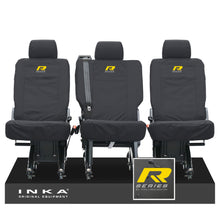 Load image into Gallery viewer, VW Transporter Shuttle T6.1, T6 Rear 1+1+1 Tailored Waterproof Seat Covers Black MY-15-23 - R-Series Embroidery
