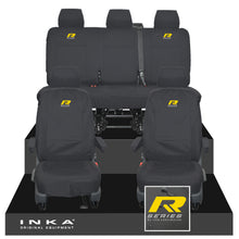 Load image into Gallery viewer, VW Transporter T6.1, T6, T5.1 INKA Front &amp; Rear Tailored Waterproof Seat Covers Black MY 10-24 - R-Series Embroidery

