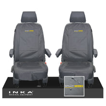 Load image into Gallery viewer, VW Transporter Shuttle T6.1, T6 Front 1+1 Tailored Waterproof Seat Covers Grey MY-15-23 - Sport-Series Embroidery
