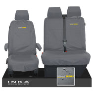 VW Transporter T6.1,T6,T5.1 INKA Front Set 1+2 Tailored Waterproof Seat Covers Grey - Sport-Series Embroidery