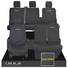 Load image into Gallery viewer, VW Transporter T6.1, T6, T5.1 Front 1+2 &amp; Rear 2+1 Tailored Waterproof Seat Covers Black MY-10-24 - Sport-Series Embroidery
