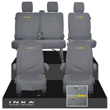 Load image into Gallery viewer, VW Transporter T6.1, T6, T5.1 Front 1+1 &amp; Rear 2+1 Tailored Waterproof Seat Covers Grey MY 10-24 - Sport-Series Embroidery
