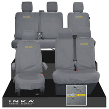 Load image into Gallery viewer, VW Transporter T6.1, T6, T5.1 Front 1+2 &amp; Rear 2+1 Tailored Waterproof Seat Covers Grey MY-10-24 - Sport-Series Embroidery
