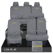 Load image into Gallery viewer, VW Transporter T6.1, T6, T5.1 Front 1+2 &amp; Rear Triple Tailored Waterproof Seat Covers Grey MY 10-24 - Sport-Series Embroidery
