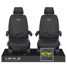 Load image into Gallery viewer, VW Transporter T6.1,T6,T5.1 INKA Front 1+1 Tailored Waterproof Seat Covers Black - Plain (inferred) Embroidery
