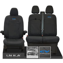 Load image into Gallery viewer, New VW Transporter T7 Panel Van INKA Front Set Tailored Waterproof Seat Covers Black MY25 Onwards - CV Professional Embroidery
