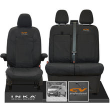 Load image into Gallery viewer, New VW Transporter T7 Panel Van INKA Front Set Tailored Waterproof Seat Covers Black MY25 Onwards - CV Professional Embroidery
