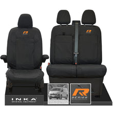 Load image into Gallery viewer, New VW Transporter T7 Panel Van INKA Front Set Tailored Waterproof Seat Covers Black MY25 Onwards - R Series Embroidery
