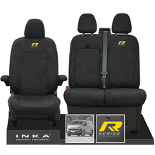 Load image into Gallery viewer, New VW Transporter T7 Panel Van INKA Front Set Tailored Waterproof Seat Covers Black MY25 Onwards - R Series Embroidery
