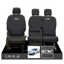 Load image into Gallery viewer, Toyota Proace City INKA Front Set 1+2 Tailored Waterproof Seat Covers Black MY-2019 Onwards - CV Racing Embroidery
