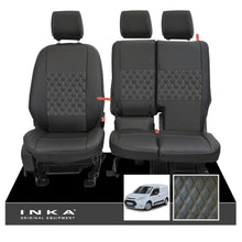 Load image into Gallery viewer, Ford Transit Connect Front 1+2 INKA Bentley Leatherette Tailored Seat Covers Black MY13-24

