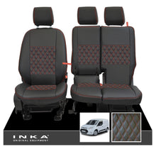 Load image into Gallery viewer, Ford Transit Connect Front 1+2 INKA Bentley Leatherette Tailored Seat Covers Black MY13-24
