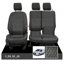 Load image into Gallery viewer, Ford Transit Connect Front 1+2 INKA Bentley Leatherette Tailored Seat Covers Black MY13-24
