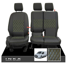 Load image into Gallery viewer, Ford Transit Connect Front 1+2 INKA Bentley Leatherette Tailored Seat Covers Black MY13-24
