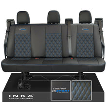 Load image into Gallery viewer, Ford Transit Custom INKA Custom Sport Rear Triple Tailored Leatherette Bentley Diamond Quilt Seat Covers Black MY12-25
