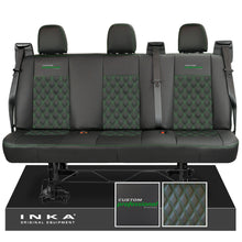 Load image into Gallery viewer, Ford Transit Custom INKA Custom Professional Rear Triple Tailored Leatherette Bentley Diamond Quilt Seat Covers Black MY12-25
