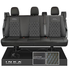 Load image into Gallery viewer, Ford Transit Custom INKA Custom Racing Rear Triple Tailored Leatherette Bentley Diamond Quilt Seat Covers Black MY12-25
