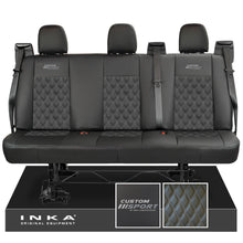 Load image into Gallery viewer, Ford Transit Custom INKA Custom Sport Rear Triple Tailored Leatherette Bentley Diamond Quilt Seat Covers Black MY12-25
