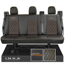 Load image into Gallery viewer, Ford Transit Custom INKA Custom Racing Rear Triple Tailored Leatherette Bentley Diamond Quilt Seat Covers Black MY12-25
