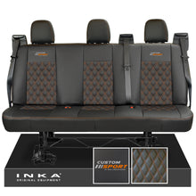 Load image into Gallery viewer, Ford Transit Custom INKA Custom Sport Rear Triple Tailored Leatherette Bentley Diamond Quilt Seat Covers Black MY12-25
