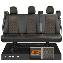 Load image into Gallery viewer, Ford Transit Custom INKA R-Sport Rear Triple Tailored Leatherette Bentley Diamond Quilt Seat Covers Black MY12-25
