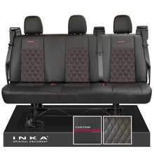 Load image into Gallery viewer, Ford Transit Custom INKA Custom Professional Rear Triple Tailored Leatherette Bentley Diamond Quilt Seat Covers Black MY12-25
