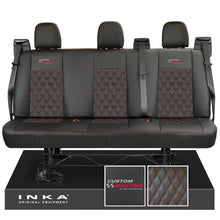 Load image into Gallery viewer, Ford Transit Custom INKA Custom Racing Rear Triple Tailored Leatherette Bentley Diamond Quilt Seat Covers Black MY12-25
