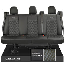 Load image into Gallery viewer, Ford Transit Custom INKA Custom Sport Rear Triple Tailored Leatherette Bentley Diamond Quilt Seat Covers Black MY12-25
