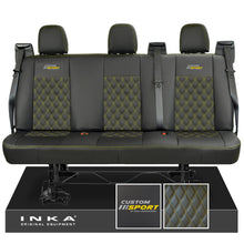 Load image into Gallery viewer, Ford Transit Custom INKA Custom Sport Rear Triple Tailored Leatherette Bentley Diamond Quilt Seat Covers Black MY12-25
