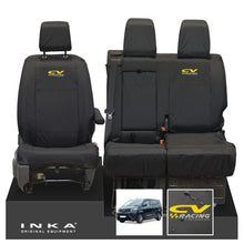 Load image into Gallery viewer, Toyota Proace INKA Front 1+2 Tailored Waterproof Seat Covers Black MY16 onwards - CV Racing Embroidery
