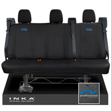 Load image into Gallery viewer, Ford Transit Custom INKA Rear Triple Set Tailored Waterproof Seat Covers Black - CV Professional Embroidery
