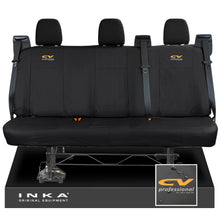 Load image into Gallery viewer, Ford Transit Custom INKA Rear Triple Set Tailored Waterproof Seat Covers Black - CV Professional Embroidery
