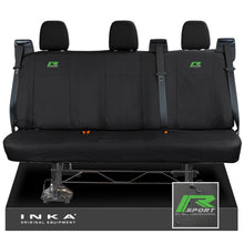 Load image into Gallery viewer, Ford Transit Custom INKA Rear Triple Set Tailored Waterproof Seat Covers Black - R-SPORT Embroidery

