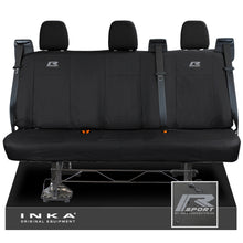 Load image into Gallery viewer, Ford Transit Custom INKA Rear Triple Set Tailored Waterproof Seat Covers Black - R-SPORT Embroidery
