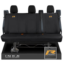 Load image into Gallery viewer, Ford Transit Custom INKA Rear Triple Set Tailored Waterproof Seat Covers Black - R-SPORT Embroidery
