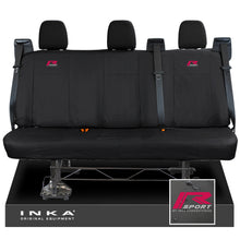 Load image into Gallery viewer, Ford Transit Custom INKA Rear Triple Set Tailored Waterproof Seat Covers Black - R-SPORT Embroidery
