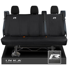 Load image into Gallery viewer, Ford Transit Custom INKA Rear Triple Set Tailored Waterproof Seat Covers Black - R-SPORT Embroidery
