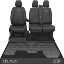Load image into Gallery viewer, Ford Transit MK8/MK9 Front 1+2 Bentley Diamond Quilt Leatherette Tailored Seat Covers &amp; Tailored Rubber Mat Black MY14 Onwards (Choice of 7 Colours)

