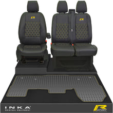 Load image into Gallery viewer, Ford Transit MK8/MK9 Front 1+2 Bentley Diamond Quilt Leatherette Tailored Seat Covers &amp; Tailored Rubber Mat Black MY14 Onwards (Choice of 7 Colours)
