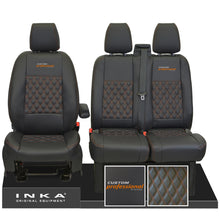 Load image into Gallery viewer, Ford Transit Custom INKA Front Tailored Seat Covers Black Bentley Diamond Quilt MY 2012-23 ( 7 COLORS ) - Custom Professional
