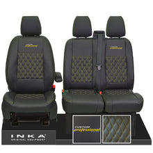 Load image into Gallery viewer, Ford Transit Custom INKA Front Tailored Seat Covers Black Bentley Diamond Quilt MY 2012-23 ( 7 COLORS ) - Custom Professional
