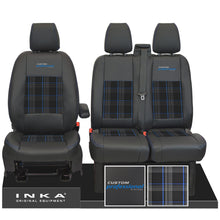 Load image into Gallery viewer, Ford Transit Custom INKA Custom Professional Front 1+2 Tartan Leatherette Tailored Seat Covers Black MY-12-23 (Choice of 7 Colours)
