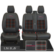 Ford Transit Custom INKA Custom Professional Front 1+2 Tartan Leatherette Tailored Seat Covers Black MY-12-23 (Choice of 7 Colours)
