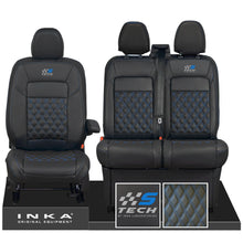 Load image into Gallery viewer, All New Ford Transit Custom S-TECH Front 1+2 INKA Bentley Leatherette Tailored Seat Covers Black MY-2024 (Choice of 7 Colours)
