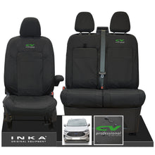 Load image into Gallery viewer, The All New Ford Transit Custom INKA Front 1+2 Tailored Waterproof Seat Covers Set Black MY-2024 Onwards - CV Professional Embroidery
