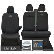 The All New Ford Transit Custom INKA Front 1+2 Tailored Waterproof Seat Covers Set Black MY-2024 Onwards - S-TECH Embroidery
